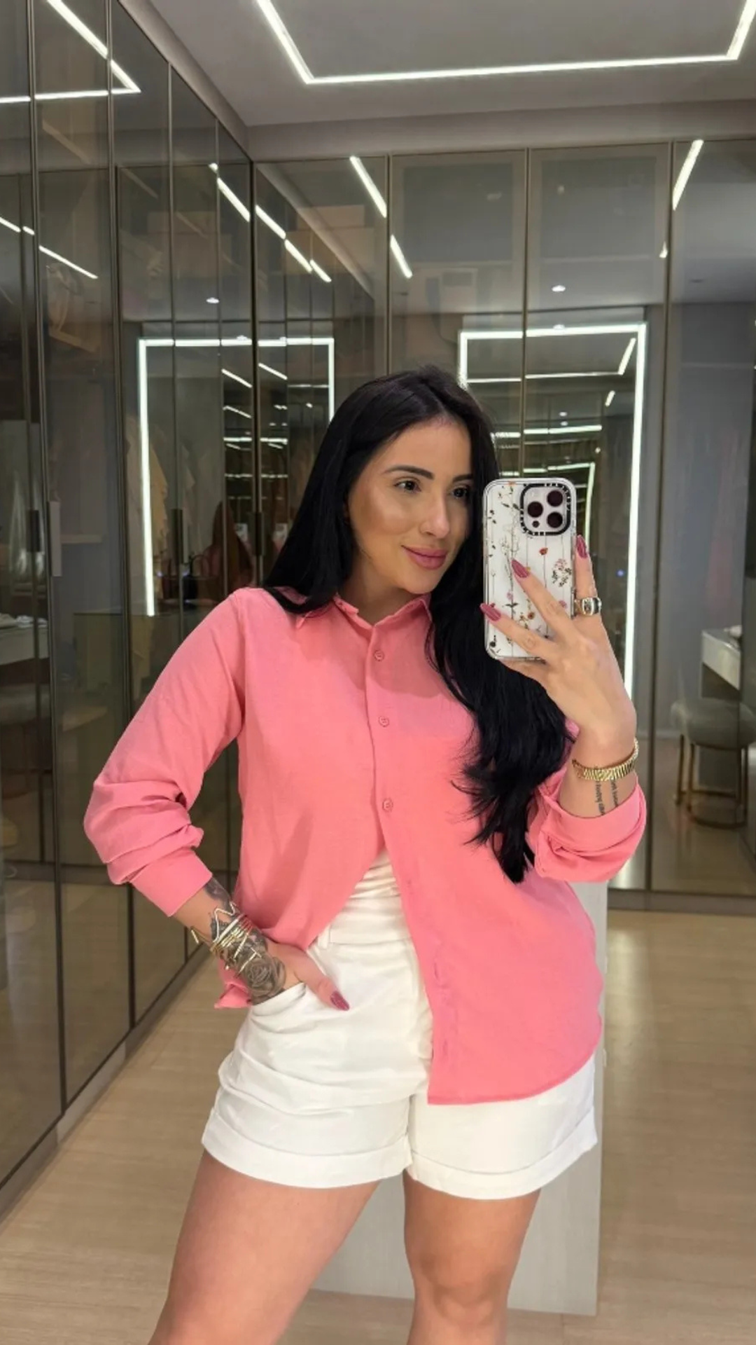 CAMISA MANGA-LONGA ROSA BEBÊ