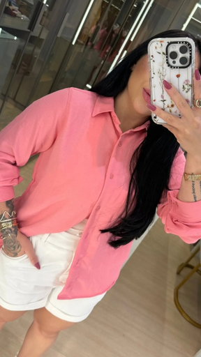 CAMISA MANGA-LONGA ROSA BEBÊ