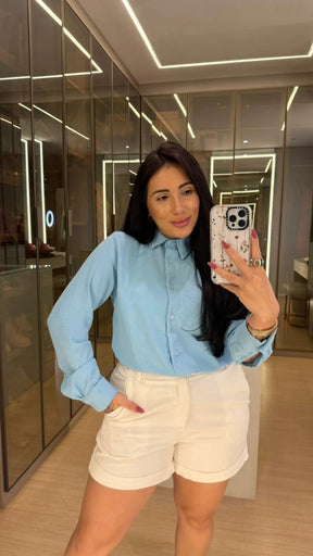 CAMISA MANGA-LONGA AZUL BEBÊ